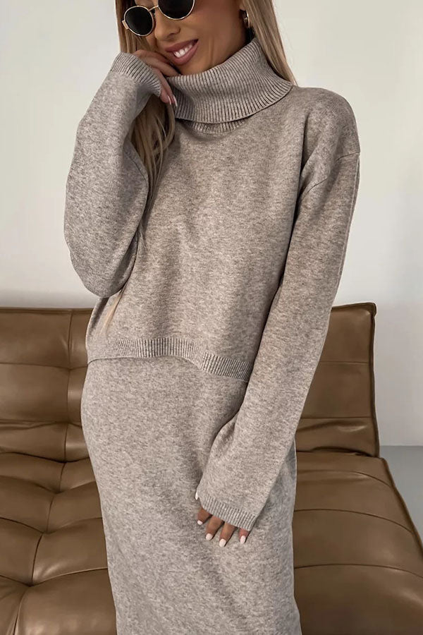 Longing for More Knit Turtleneck Pullover Loose Sweater