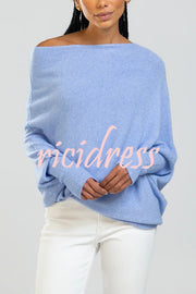 Solid Color Round Neck Long Sleeve Loose Knitted Sweater