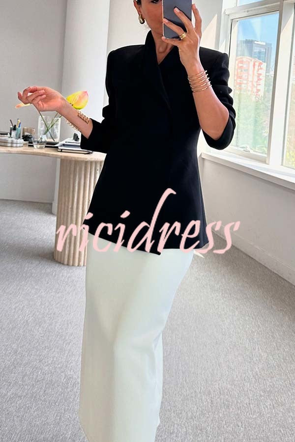 Fashionable Leader One Button Stand Collar Long Sleeve Blazer Jacket