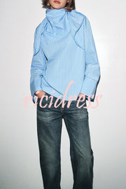 Meliora Striped Multi Position Scarf Long Sleeve H-line Shirt
