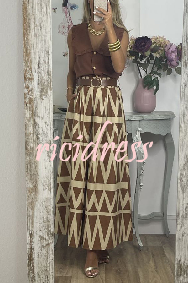 Unique Print Loose Pocket Holiday Maxi Skirt