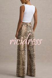 Hurley Ombre Snake Print Elastic Waist Pocketed Wide Leg Pants