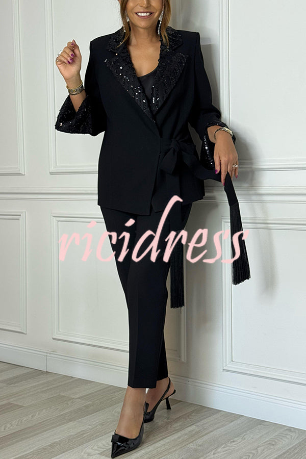 Social Time High Rise Elastic Zipper Waist Pocket Straight-leg Pants
