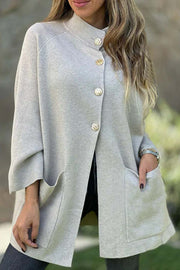 Solid Color Loose Long-sleeved Single-breasted Pocket Casual Jacket