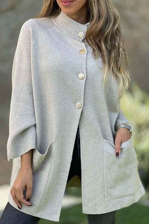 Solid Color Loose Long-sleeved Single-breasted Pocket Casual Jacket