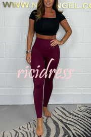 Solid Color High Waist Stretch Slim Fit Pants