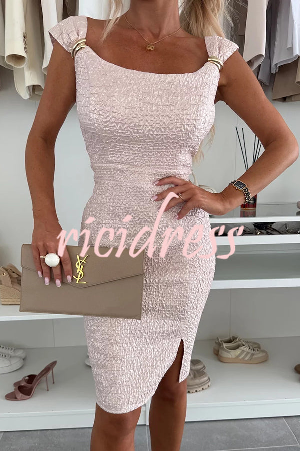 Solid Color Strappy Metal Embellished Fitted Mini Dress