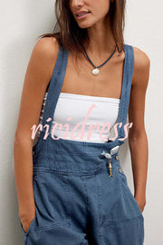 Fashionable Casual Side Pocket Button Loose Denim Overalls