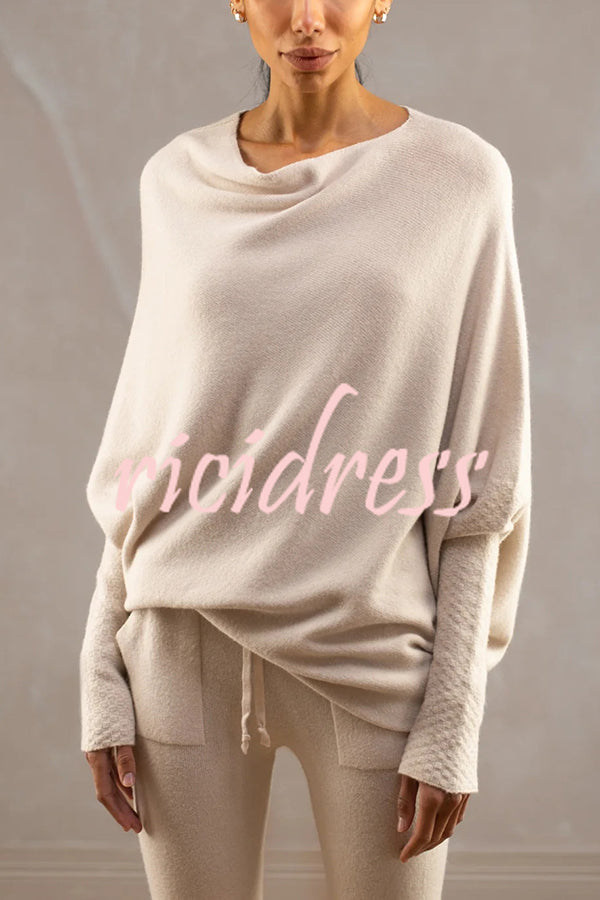 Solid Color Round Neck Long Sleeve Loose Knitted Sweater