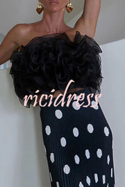 Eye-catching Organza Multi-layer Petal Ruffles Details Strapless Tank
