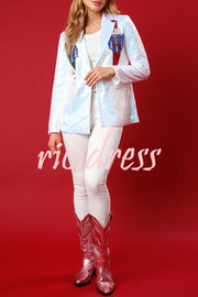 Make Your Christmas High Sequin Nutcracker Lapel Loose Blazer