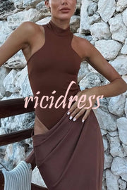 Sexy Sleeveless Slim Waist Hollow Out Maxi Dress