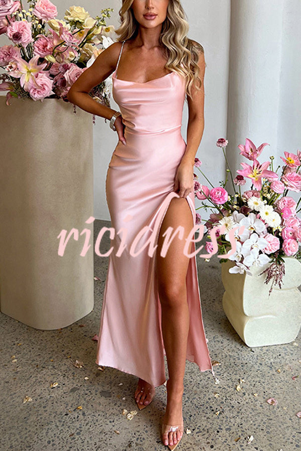 Sexy Backless Suspender High Slit Slim Maxi Dress