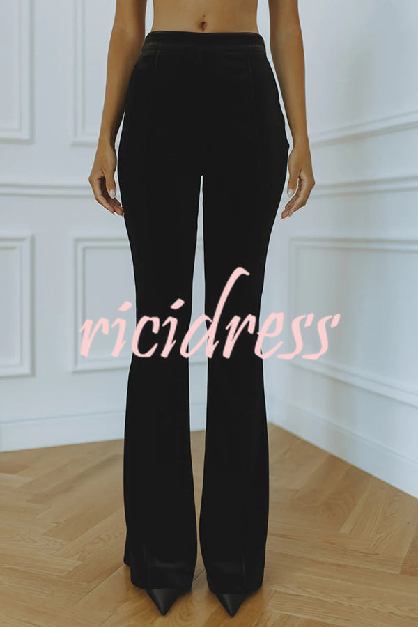 Delicate Daze Velvet High Rise Elastic Waist Flare Pants