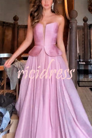 Fantasy Fairy Pleated Corset Chiffon Hem Strapless Maxi Dress