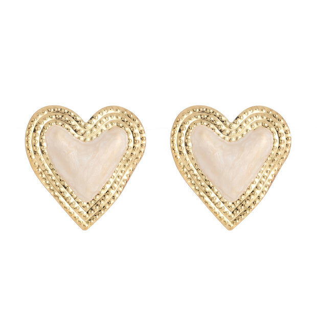 Stylish Metallic Peach Heart Earrings