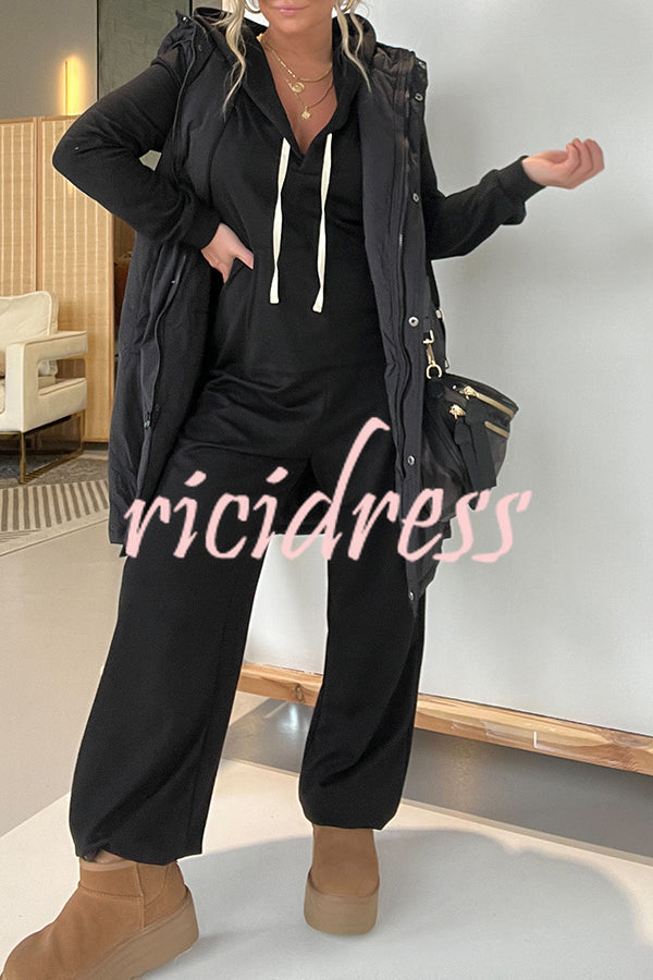 Cozy Days Long Sleeve Pocket Hooded Drawstring Jumpsuit