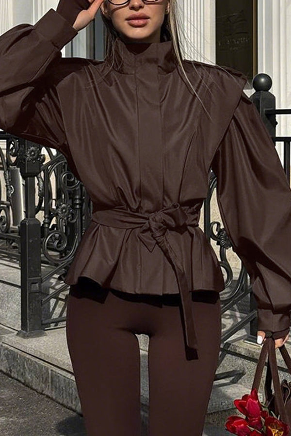 Stylish Long-sleeved Belted Casual Loose Jacket