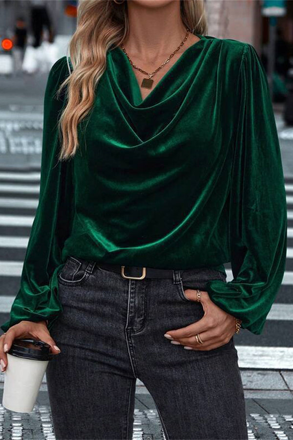 Fashionable Velvet Long-sleeved Loose Casual Top