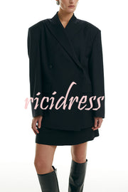 Urban Charm Shoulder Pads Asymmetrical Back Button Lapel Oversized Blazer
