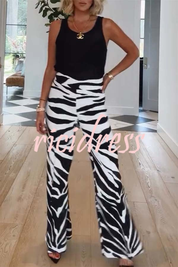 Breath of Freedom Animal Print High Rise Pocketed Wide Leg Pants
