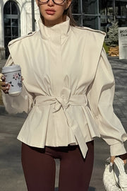 Stylish Long-sleeved Belted Casual Loose Jacket