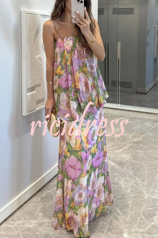 Floral Print Off-the-shoulder Irregular Loose Maxi Dress