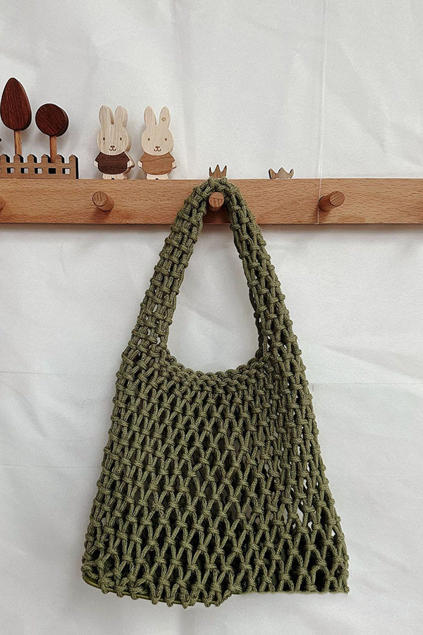 Lazy Style Fishnet Woven Tote Bag