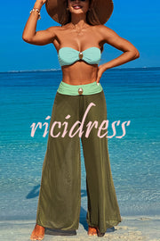 Solid Color Loose Metal Buckle Beach Pants