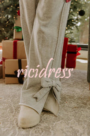 Dear Daydream Loose Bow Tie Long-Sleeved Sweatshirt and Elastic Waist Pocket Pants Set