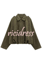 Fashion Lapel Long-sleeved Casual Bomber Jacket
