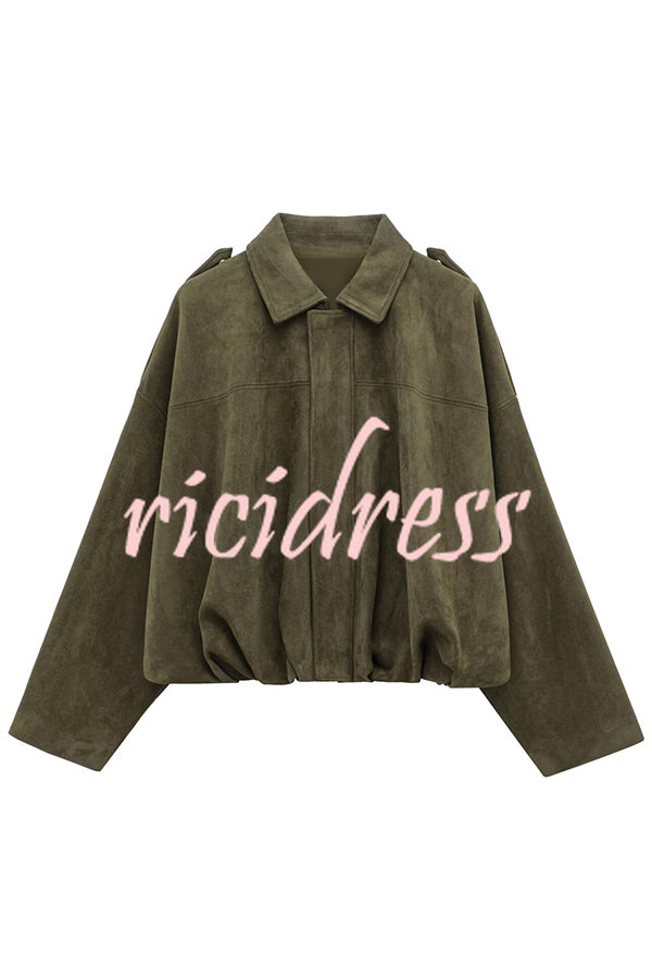 Fashion Lapel Long-sleeved Casual Bomber Jacket