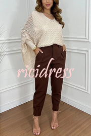 Fashion Hollow Long Sleeve Loose V-neck Knitted Sweater
