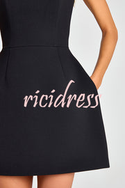 Lovers Kiss Pearl Trim Straps Pocketed Tulip Style Mini Dress