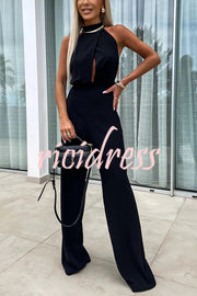 Fashionable Solid Color Sleeveless Hollow Slim Fit Jumpsuit