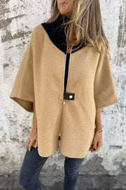 Fashionable Casual Stand Collar Zippered Loose Jacket