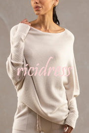 Solid Color Round Neck Long Sleeve Loose Knitted Sweater