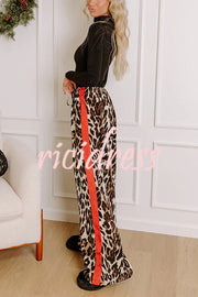 Leopard Print Elastic Waist Pocket Loose Wide Leg Pants