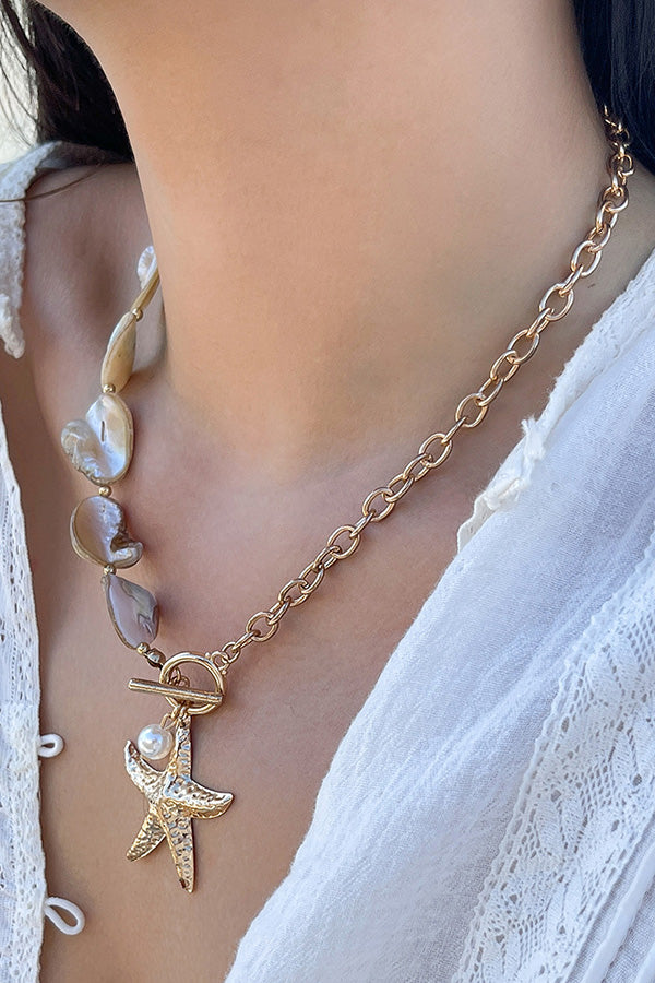 Bohemian Starfish Beaded Mermaid Shell Necklace