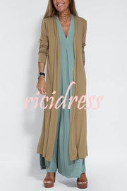 Shades of Happiness Knit Solid Color Slit Drape Cardigan