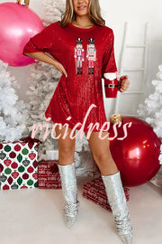 Nutcrackers for The Holidays Sequin Nutcracker T-shirt Mini Dress