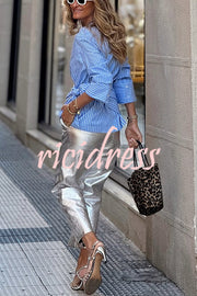 Meliora Striped Multi Position Scarf Long Sleeve H-line Shirt