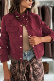 Fashionable Metal Button Long-sleeved Casual Short Jacket