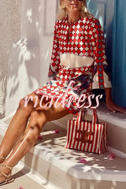Unique Print V-Neck Loose Holiday Mini Dress