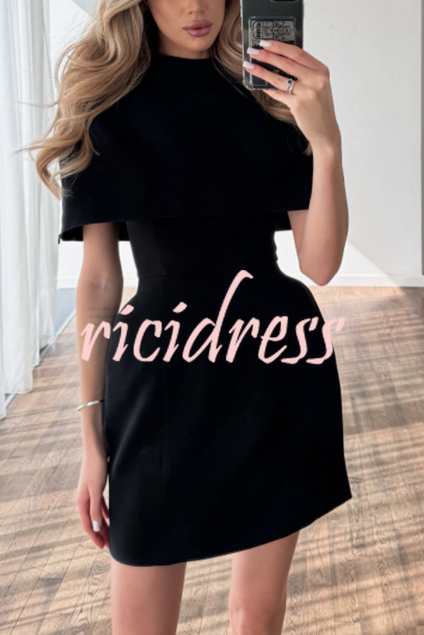 Solid Color Shawl and Square Neck Sleeveless Fitted Mini Dress Two-piece Set