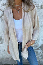 Solid Color Casual Long Sleeve Loose Pocket Cardigan