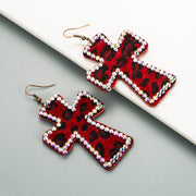 Exaggerated Cross Personality Leopard Print Earrings