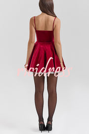 Year-end Dance Velvet Tulle Patchwork Sweetheart Neck Slip Mini Dress