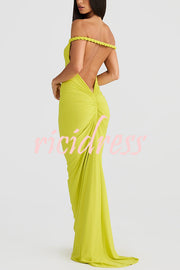 Everything You Want Rope Detail Backless Ruched Stretch Maxi Dress