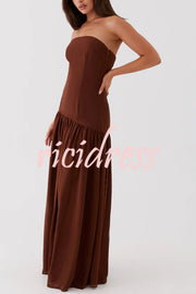 Eden Patchwork Semi-sheer Chiffon Strapless Maxi Dress